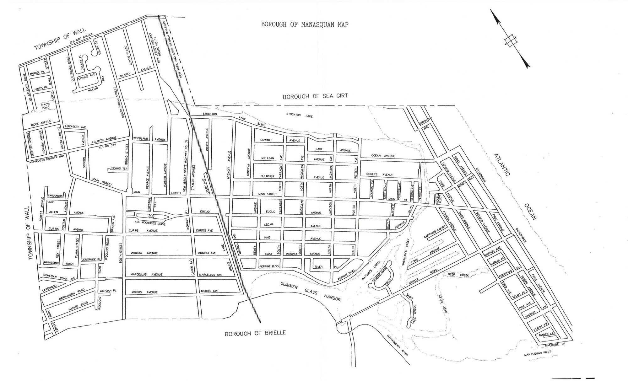 Map of the Borough of Manasquan with project locations